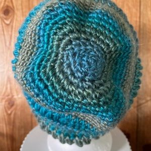Large Handmade Aqua Silver Ultra Soft Hat
